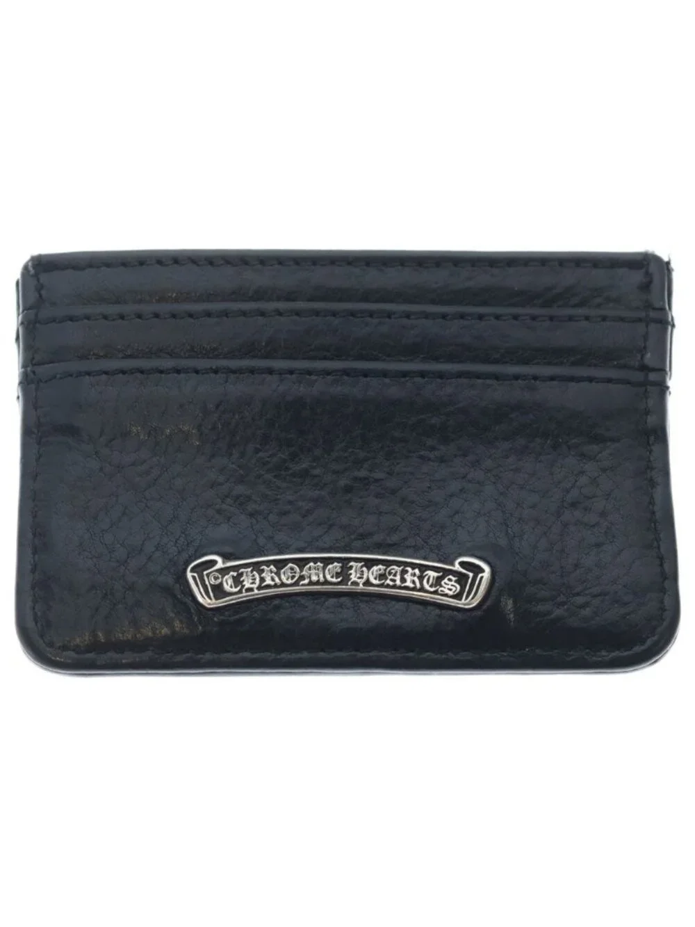Chrome Hearts Double Side Leather Card Case with Scroll Label
